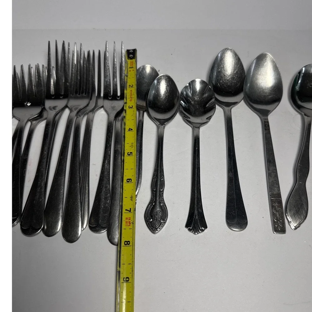 Flatware Set Mixed 15pc Silver Mismatched Stainless Steel Lot